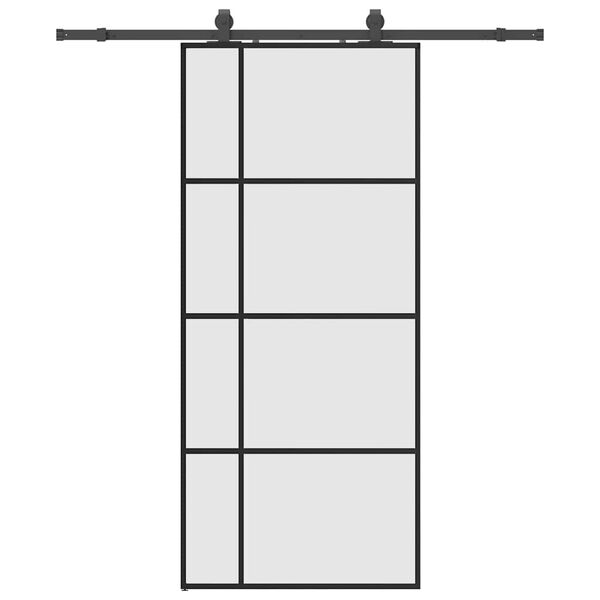 vidaXL Schiebet&uuml;r mit Beschlag Schwarz 90x205 cm ESG-Glas