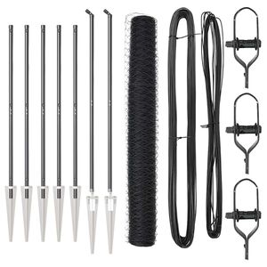 vidaXL Sechseckzaun mit Pfosten 10 x 1,4 m PVC-beschichteter Stahl