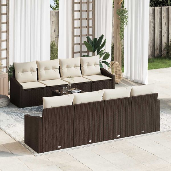 vidaXL Garten-Sofa-Set 9 pcs Braun und Creme 55 x 55 x 37 cm