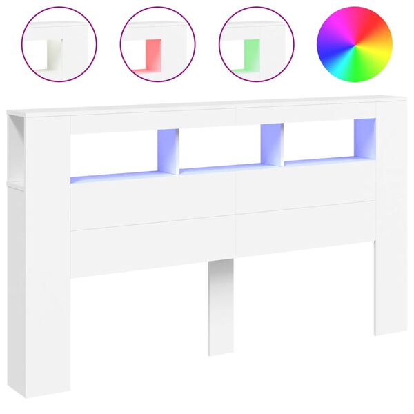 vidaXL LED-Kopfteil Wei&szlig; 180x18,5x103,5 cm Holzwerkstoff