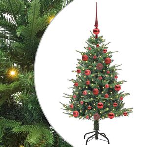 vidaXL K&uuml;nstlicher vorbeleuchteter Weihnachtsbaum mit Kugelset Gr&uuml;n