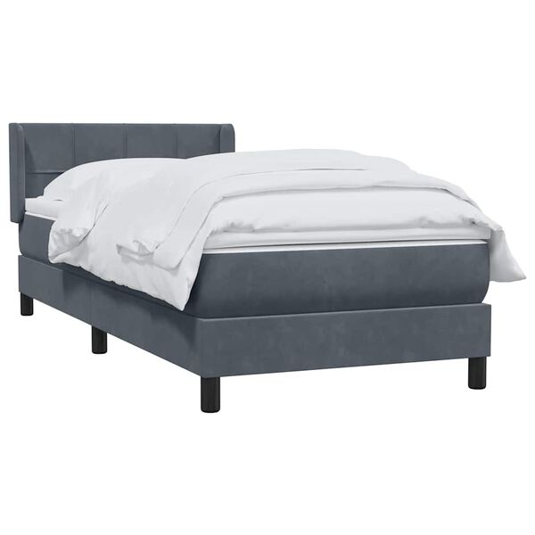 vidaXL Boxspringbett mit Matratze Dunkelgrau 90x210 cm Samt