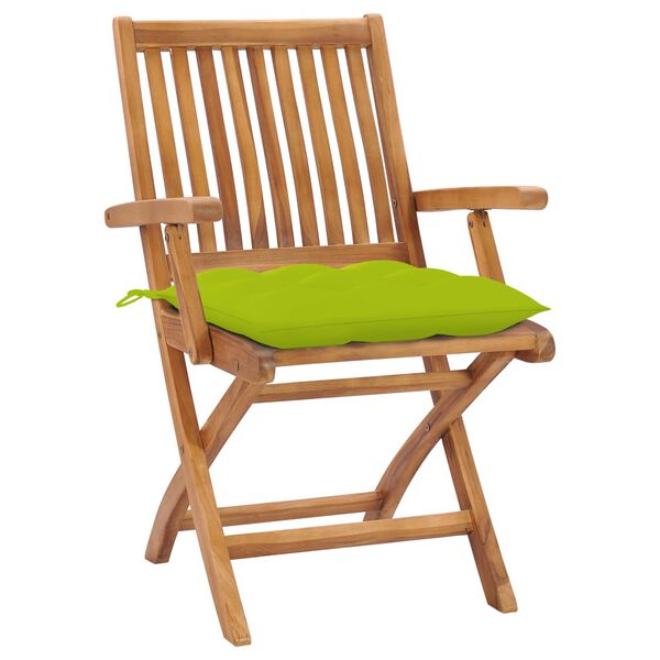 vidaXL Gartenst&uuml;hle 2 Stk. mit Hellgr&uuml;nen Kissen Massivholz Teak