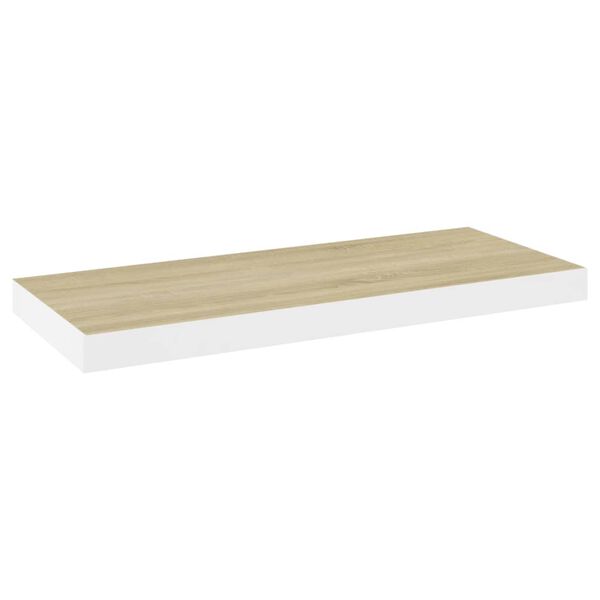 vidaXL Schweberegale 2 Stk. Eichen-Optik und Weiß 60x23,5x3,8 cm MDF