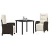 vidaXL Garten Essgruppe mit Kissen 3 pcs Braun Poly-Rattan