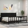 vidaXL Massivholzbett mit Kopfteil Schwarz 200x200 cm