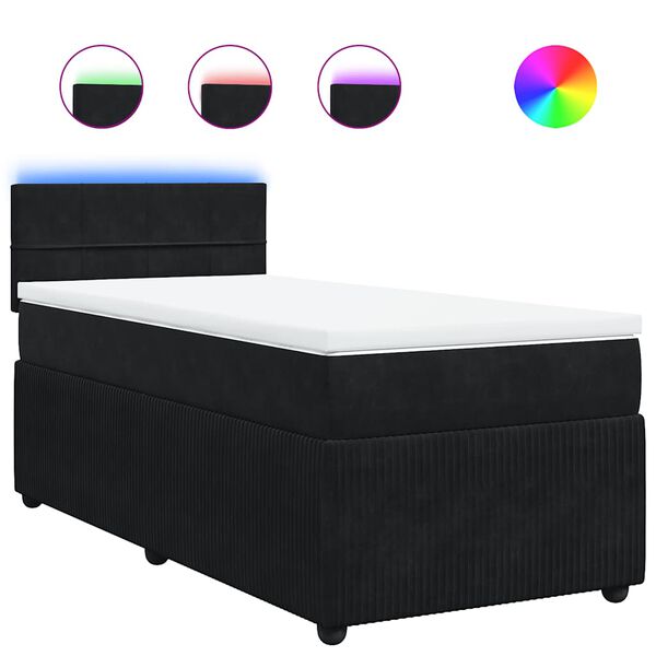 vidaXL Boxspringbett mit Matratze Schwarz 100x200 cm Samt