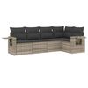 vidaXL 5-tlg. Garten-Sofagarnitur mit Kissen Hellgrau Poly Rattan