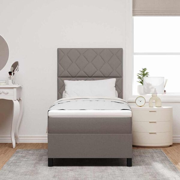 vidaXL Boxspringbett mit Matratze Taupe 100 x 200 cm Stoff