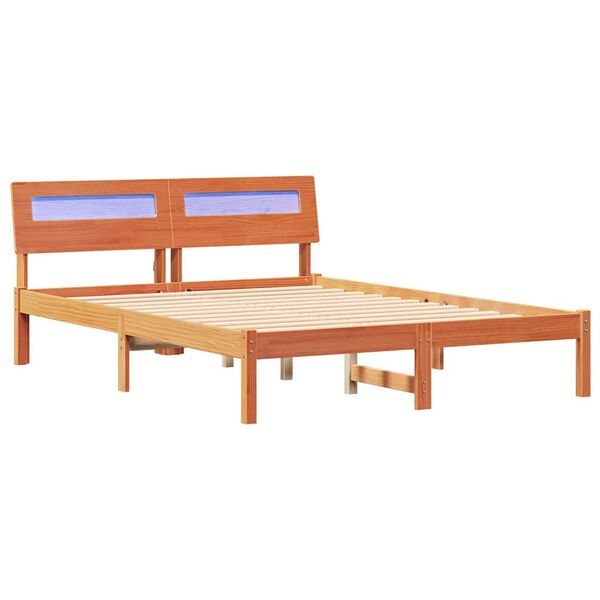 vidaXL Bettrahmen Wachsbraun 135 x 190 cm Massives Kiefernholz