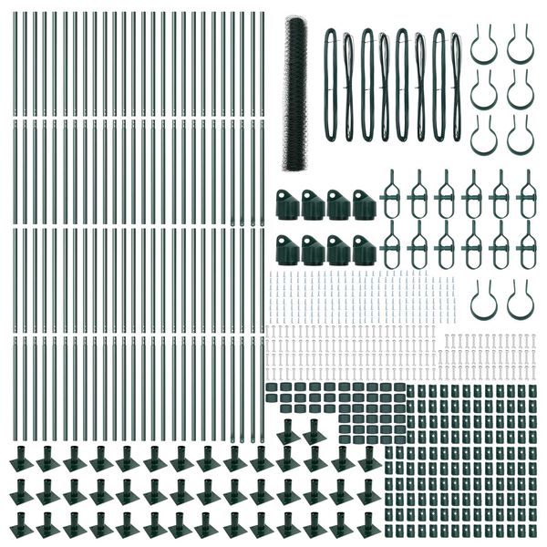 vidaXL Zaunpfosten Gr&uuml;n 100 x 1,2 m (50 mm Maschenweite) Stahl und PVC