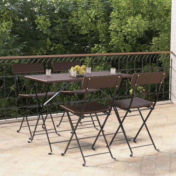 vidaXL Bistrost&uuml;hle 4 Stk. Klappbar Braun Poly Rattan und Stahl