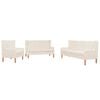 vidaXL 3-tlg. Sofa-Set Stoff Cremewei&szlig;