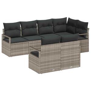 vidaXL Gartensofa-set mit Kissen 7 pcs Hellgrau Poly-Rattan