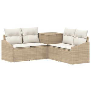 vidaXL Sofa Set 5 stk. Beige und Cremewei&szlig; Polyrattan und Stahl