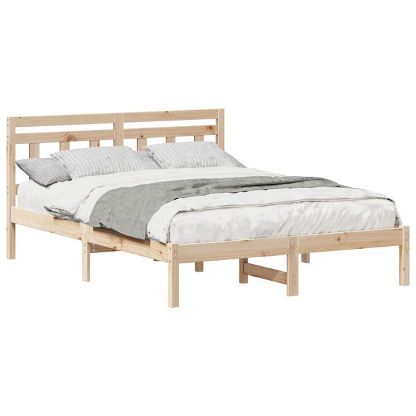 vidaXL Bettrahmen Braun 140 x 190 cm Massives Kiefernholz