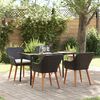 vidaXL Garten Essgruppe mit Kissen 5 pcs Schwarz Poly-Rattan