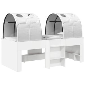 vidaXL Bett mit Tunnel 3 Stk. Wei&szlig; Holzwerkstoff