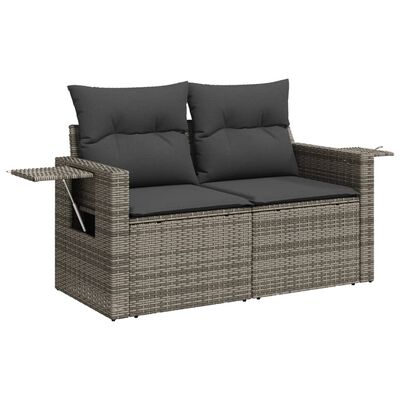 vidaXL 12-tlg. Garten-Sofagarnitur mit Kissen Grau Poly Rattan