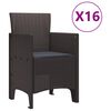 vidaXL Garten-Esszimmergarnitur mit Kissen mit Kissen 17 pcs Braun PP
