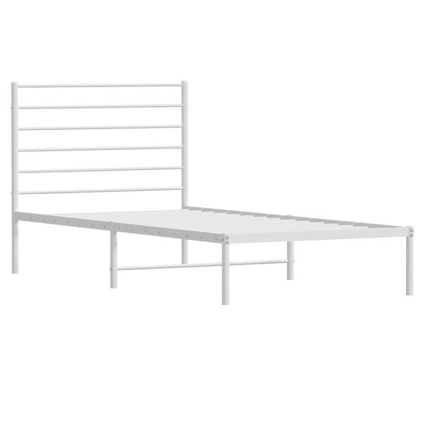 vidaXL Bettgestell mit Kopfteil Metall Wei&szlig; 100x190 cm