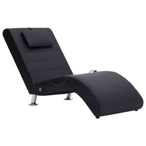 vidaXL Massage-Chaiselongue mit Kissen Schwarz Kunstleder