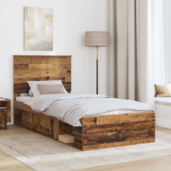 vidaXL Bettrahmen Altholz 90 x 200 cm Massives Kiefernholz