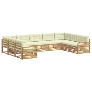 vidaXL Outdoor-Sofagarnitur 9 Stk. Wei&szlig; und Creme Massivholz Akazie