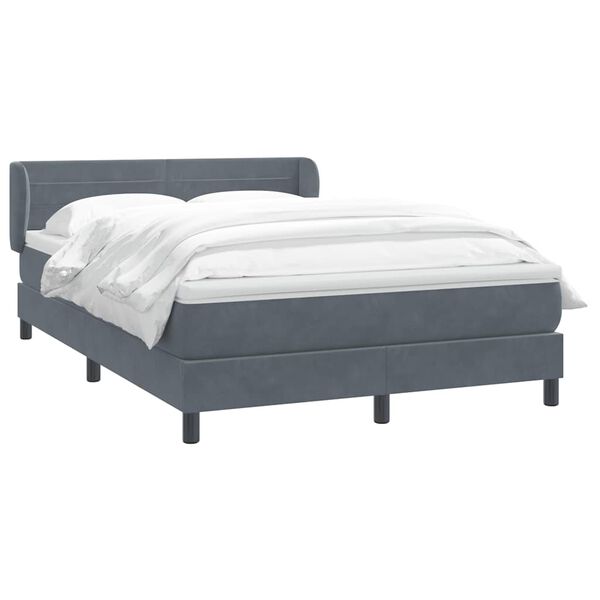 vidaXL Boxspringbett mit Matratze Dunkelgrau 140x220 cm Samt