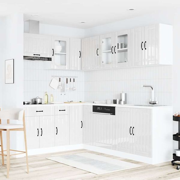 vidaXL 11-tlg. K&uuml;chenschrank-Set Lucca Hochglanz-Wei&szlig; Holzwerkstoff