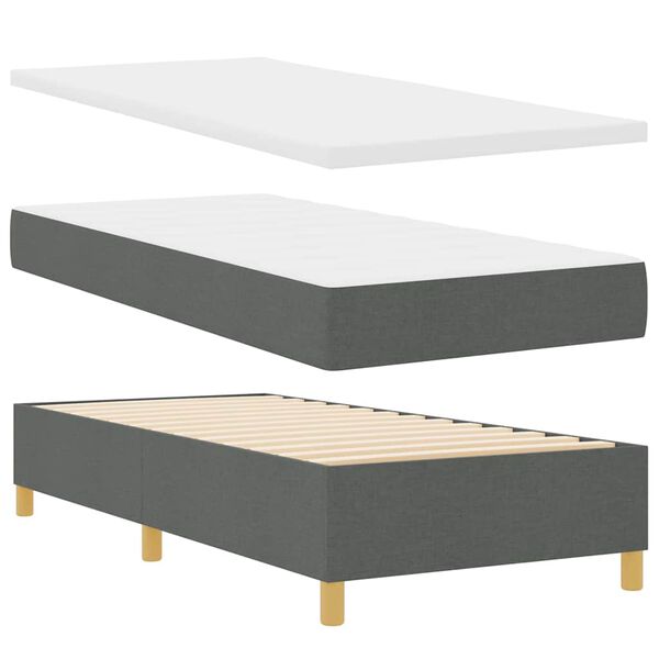 vidaXL Boxspringbett mit Matratze Dunkelgrau 90 x 190 cm Stoff