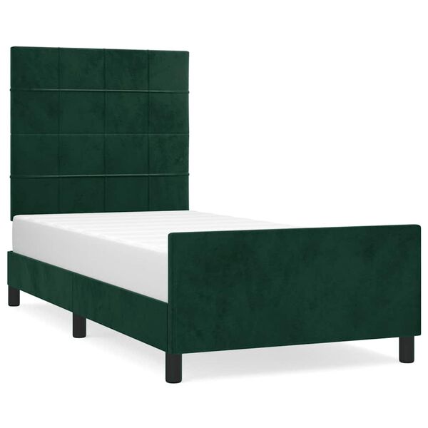 vidaXL Bettgestell ohne Matratze Dunkelgr&uuml;n 100x200 cm Samt