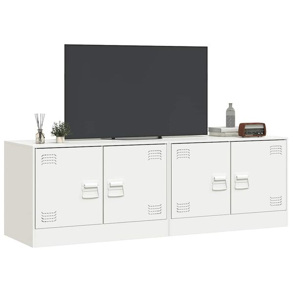 vidaXL TV-Schr&auml;nke 2 Stk. Wei&szlig; 67x39x44 cm Stahl