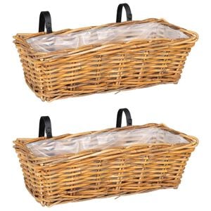 vidaXL H&auml;ngender Blumentopf Korb 2 pcs Braun 48 x 22 x 15 cm