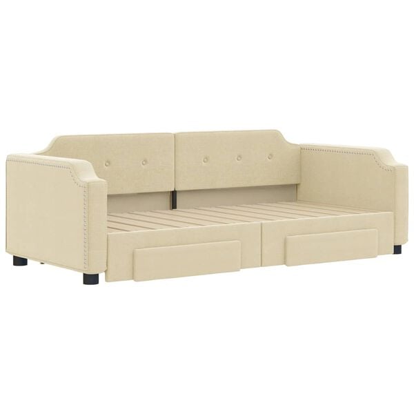 vidaXL Tagesbett Ausziehbar mit Schubladen Creme 80x200 cm Stoff