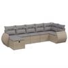 vidaXL 7-tlg. Garten-Sofagarnitur mit Kissen Beige Poly Rattan