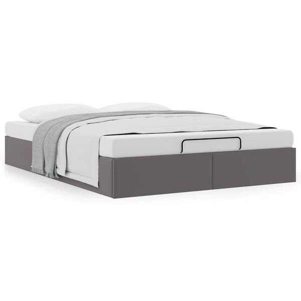 vidaXL Ottoman-Bett ohne Matratze Grau 140x190 cm Kunstleder