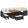 vidaXL Garten-Sofa-Set mit Kissen mit Speicher 9 pcs Schwarz und Creme