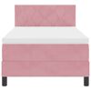 vidaXL LED Boxspringbett mit Matratze mit LED Rosa 90 x 190 cm Samt