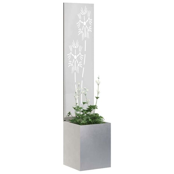 vidaXL Garten Sichtschutz-Leinwand Floral Silber 32 x 140 cm Edelstahl