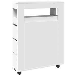 vidaXL Badschrank Schmal mit Rollen Wei&szlig; Holzwerkstoff