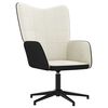 vidaXL Relaxsessel mit Hocker Cremewei&szlig; Samt und PVC