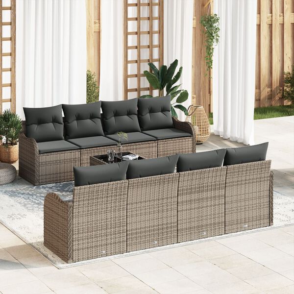 vidaXL Gartensofa-set Grau 55 x 55 x 37 cm Poly-Rattan