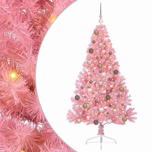 vidaXL K&uuml;nstlicher vorbeleuchteter Weihnachtsbaum Rosa 180 cm PVC