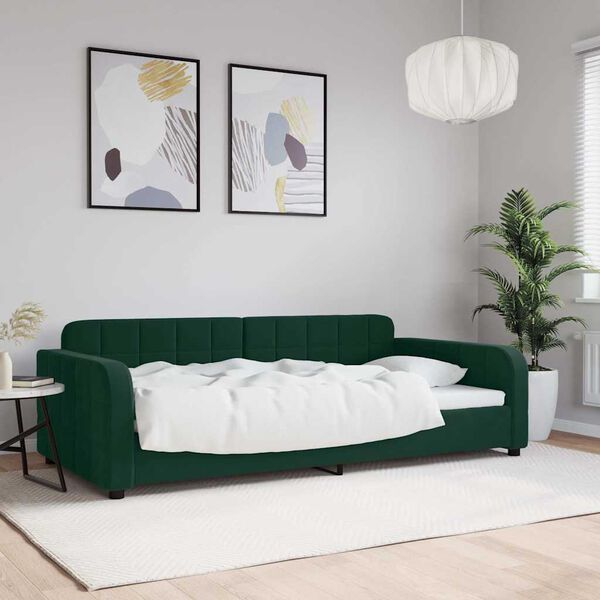 vidaXL Tagesbett Dunkelgr&uuml;n 100x200 cm Samt