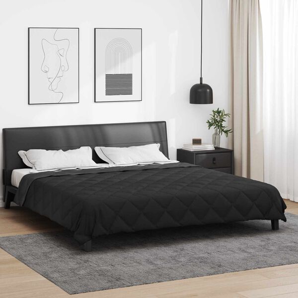 vidaXL Sommerdecke Schwarz und Anthrazit 220 x 260 cm Mikrofaser