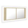vidaXL LED-Bad-Spiegelschrank Sonoma-Eiche 100x12x45 cm Acryl