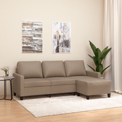 vidaXL 3-Sitzer-Sofa mit Hocker Cappuccino-Braun 180 cm Kunstleder