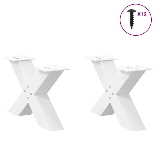 vidaXL Couchtischbeine X-Form 2 Stk. Wei&szlig; 50x(30-31) cm Stahl