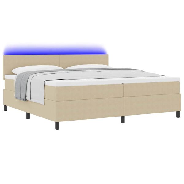 vidaXL Boxspringbett Hellgrau und Wei&szlig; 203 x 200 x 88 cm Cordstoff